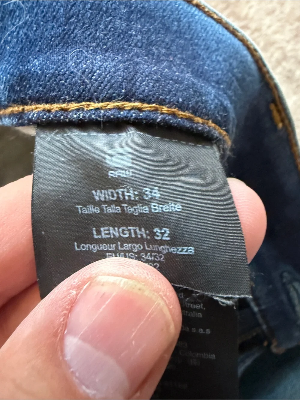 Men’s G‑Star RAW “Lancet Skinny” Jeans — 34W x 32L (Raw Denim)